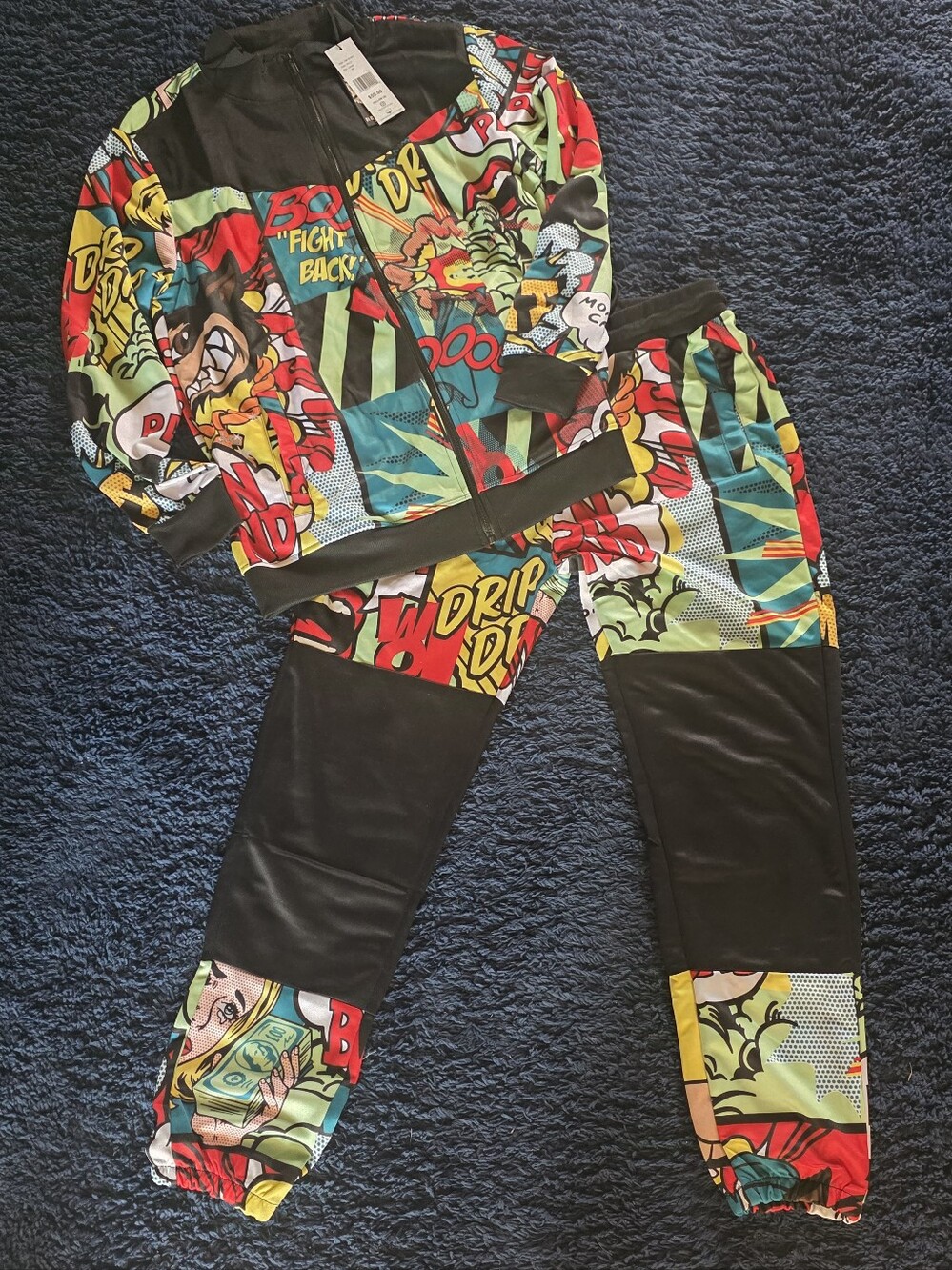 Comic Pop-Print Tracksuit Jacket & Pants - Multicolor